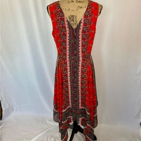 Nanette Lepore Midi Dress Red Sleeveless Woman’s Sz 10 - Picture 13 of 13